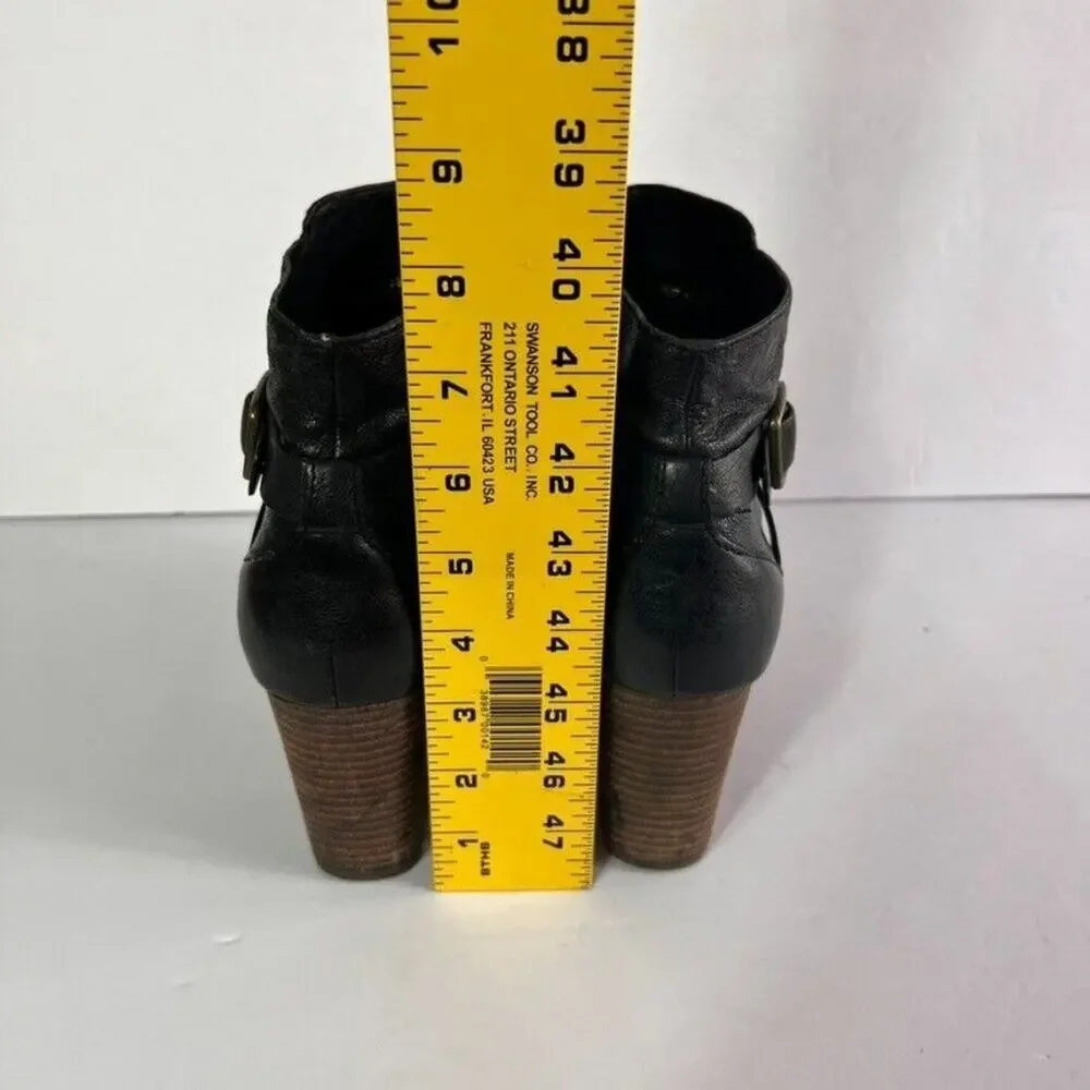 Cole Haan Bootie Women 9.5 B Black Leather Cassidy Side Zip Straps Ankle D41598
